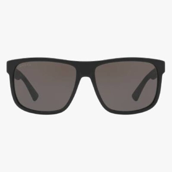 Gucci Men's Rectangle Grey Lens Black Frame Sunglasses - Picture 3 of 3